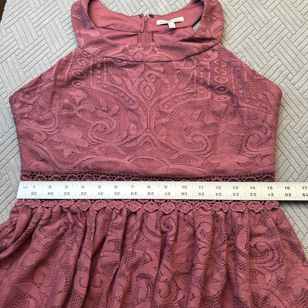 Charlette Russe Size L Lace Burgundy Dress See Through Waist Flowy - Picture 14 of 16